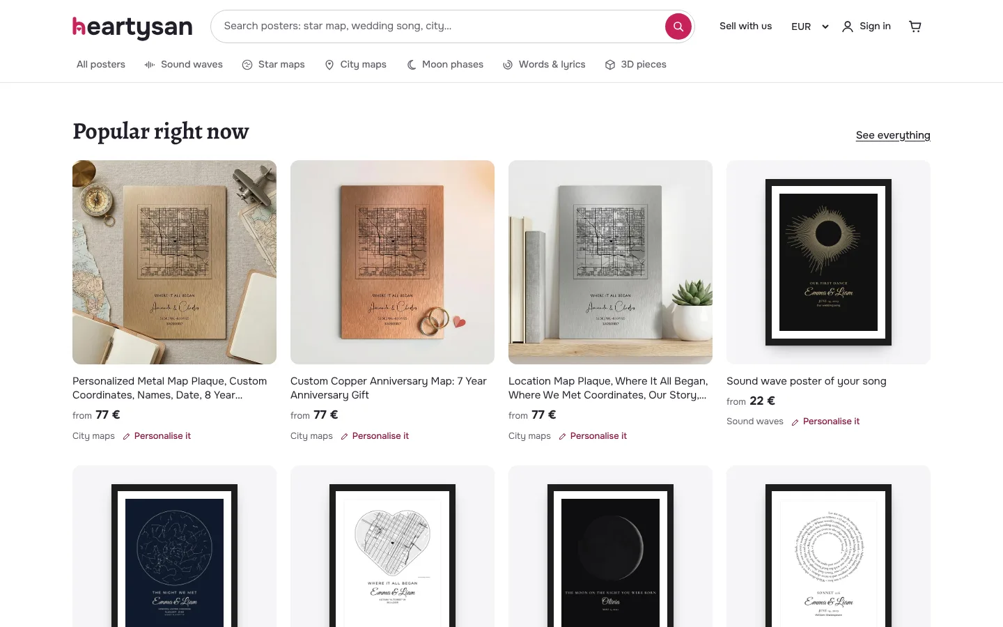Heartysan: Personalised poster studio and store