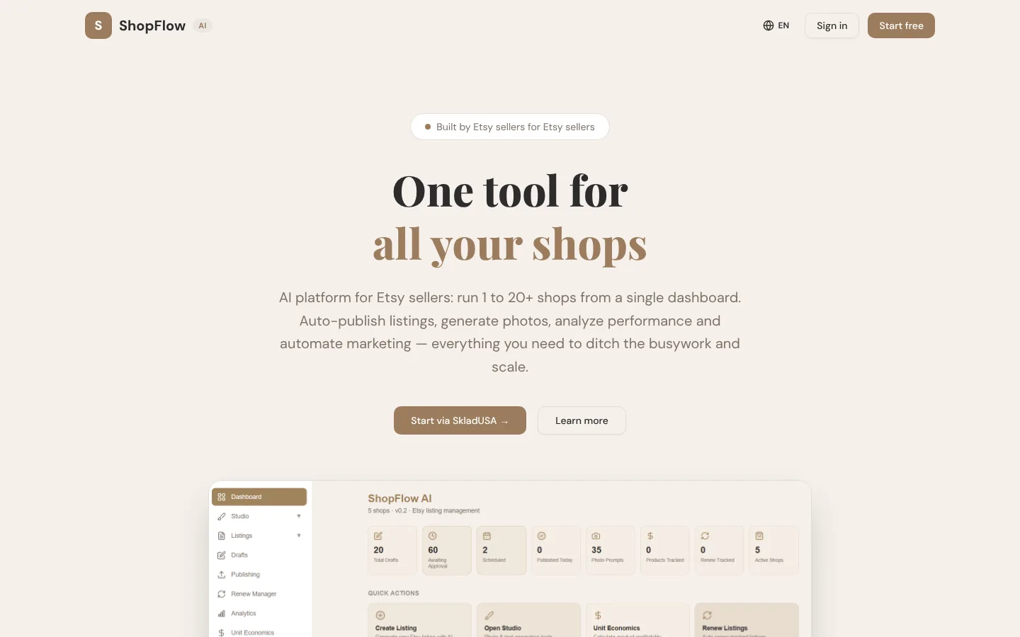 ShopFlow: AI platform for Etsy sellers